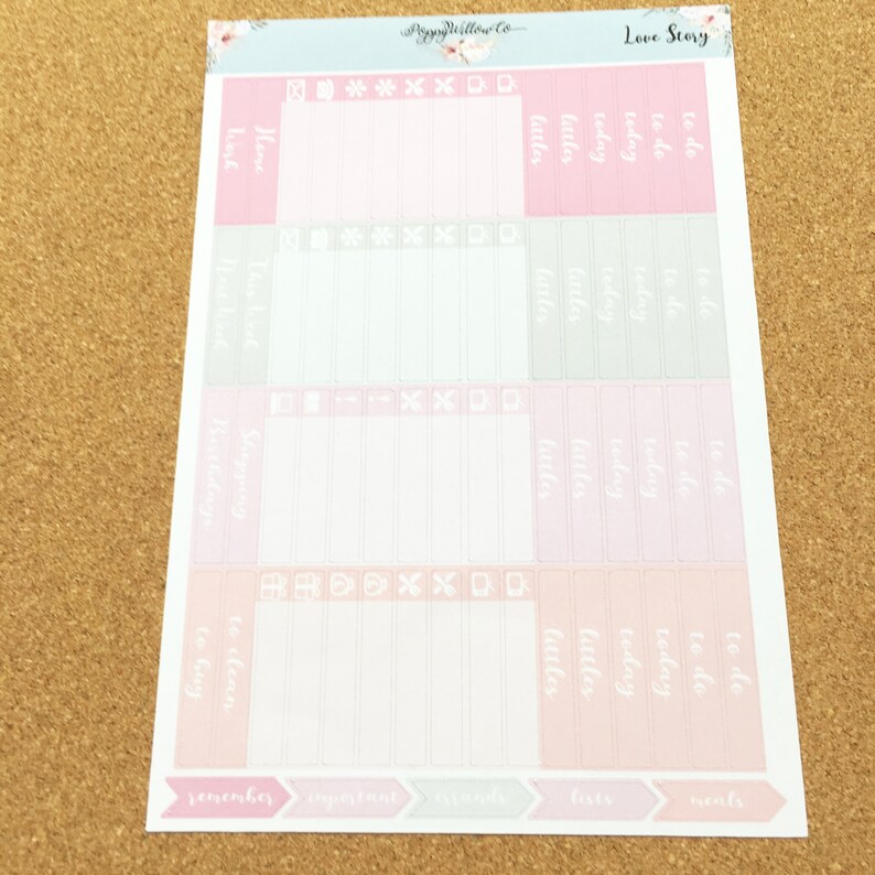Love Story with Gold Foil ERIN CONDREN VERTICAL Weekly Decorative Sticker Set