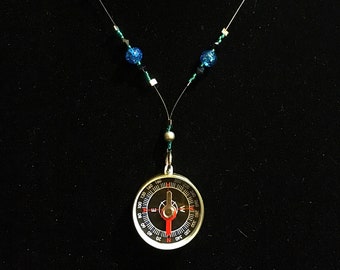 Blue compass mermaid necklace