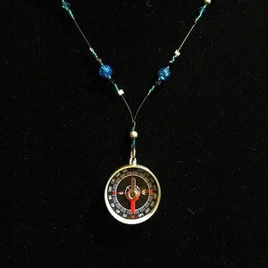 Blue compass mermaid necklace