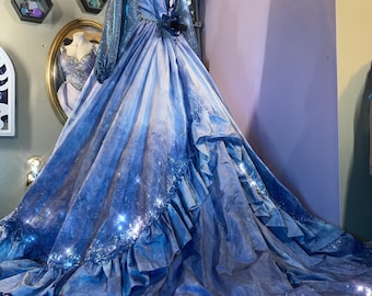 Blue ombré glitter gown