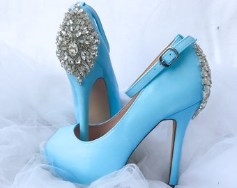 Crystal back pumps/ wedding heels/ crystal heels