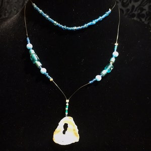 Blue shell mermaid necklace