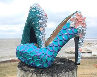 Under the sea mermaid heel pumps