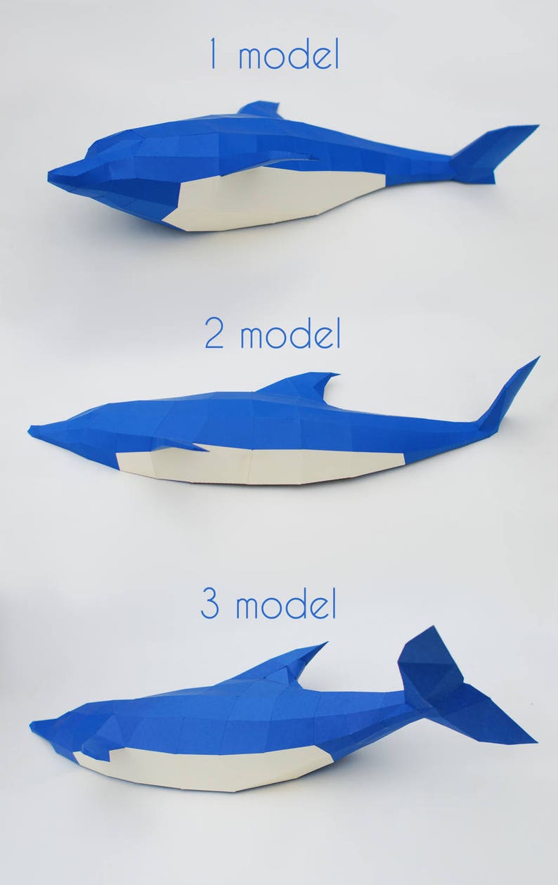 Papier polygonale Delfin Delphin 3 pc Set Delphin Vorlage - Etsy.de