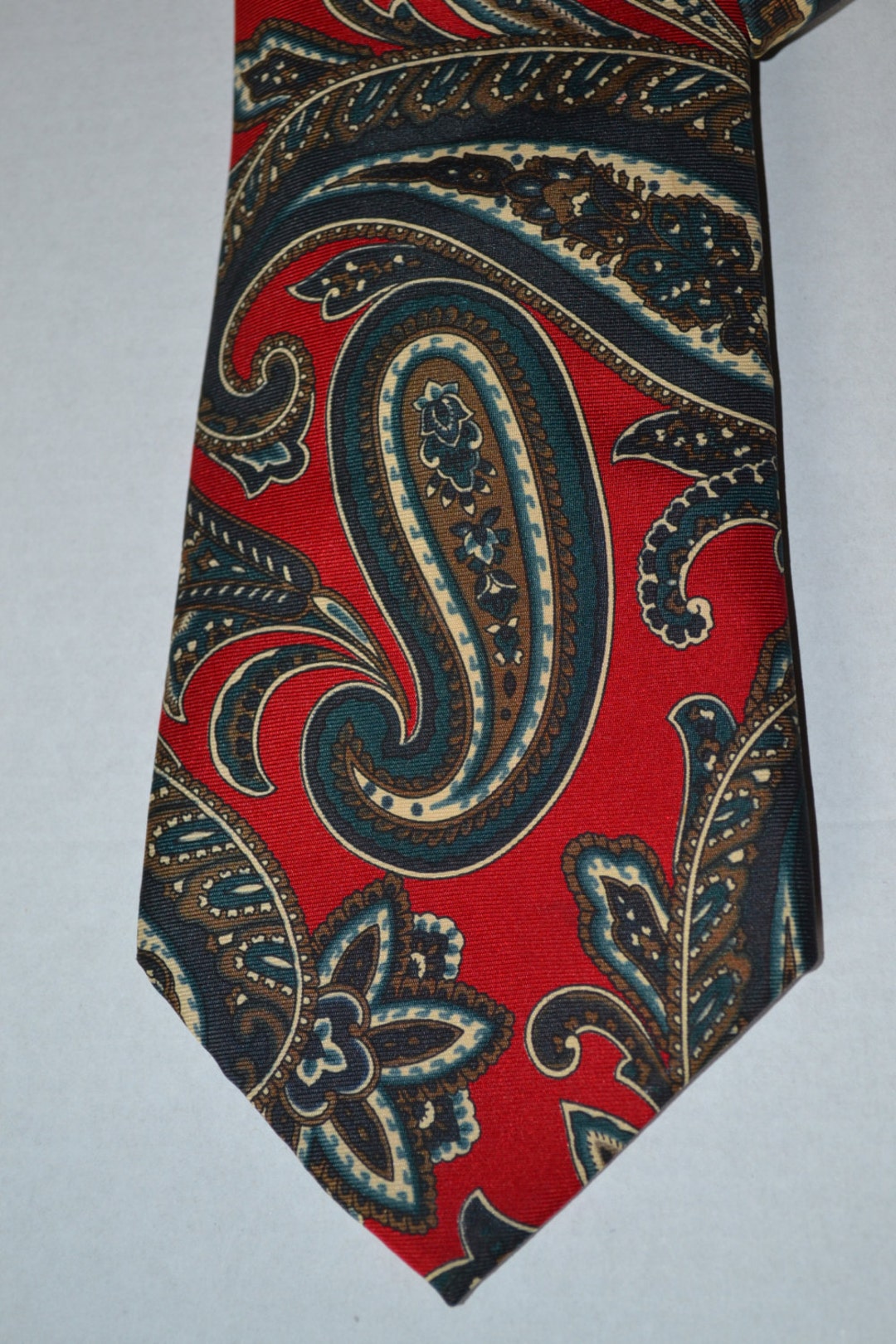Mario Valentino Vintage Tie 100% Italian Silk Red With - Etsy