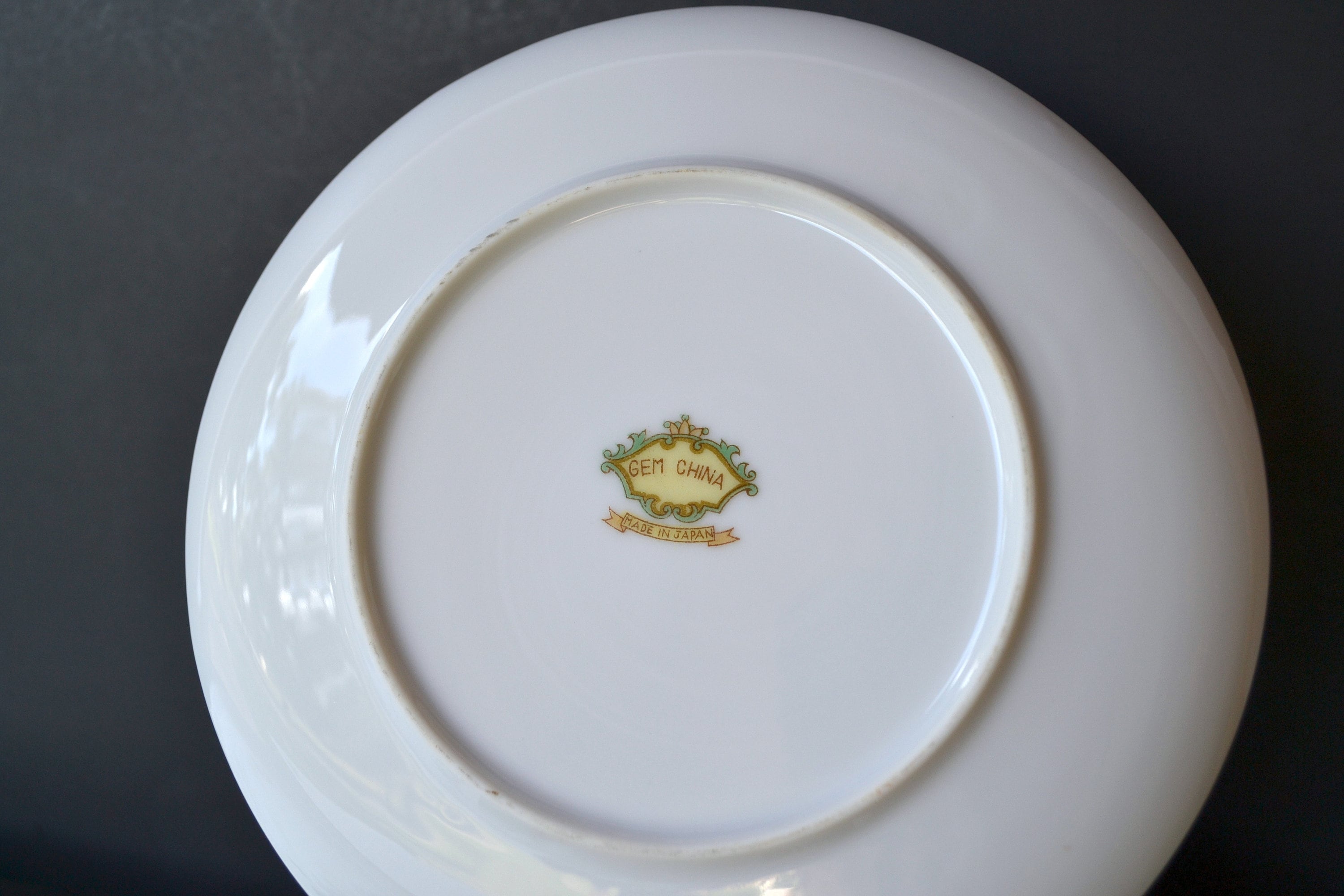 Vintage 43pc Gem China Charcoal Gray Roses & Leaves, Coupe