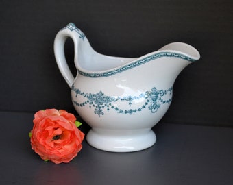 Keeling & Co "Bowness" Blue Green - Crafted in England - Handled Gravy/Sauce Boat - FREE Shipping within USA