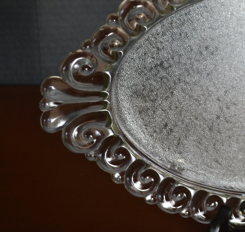 Vintage Art Deco Oval Glass Vanity Tray With Glass Feet Etsy