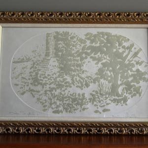 Vintage Framed Matte-on-Matte Scraped Design - Titled & Signed by artist