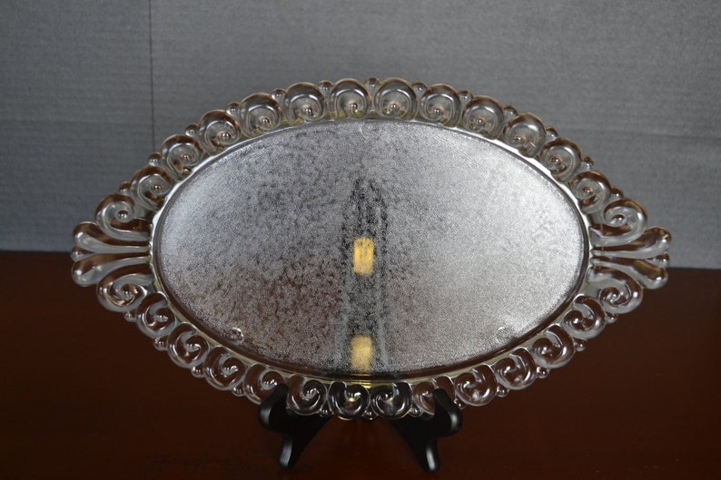 Vintage Art Deco Oval Glass Vanity Tray With Glass Feet Etsy