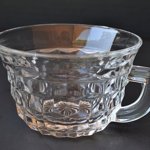 Set of 6 Fostoria Punch Cups American Clear (Stem 2056) Flare Rim - Non-Footed - Stacked Squares/Cubes - Pressed Glass
