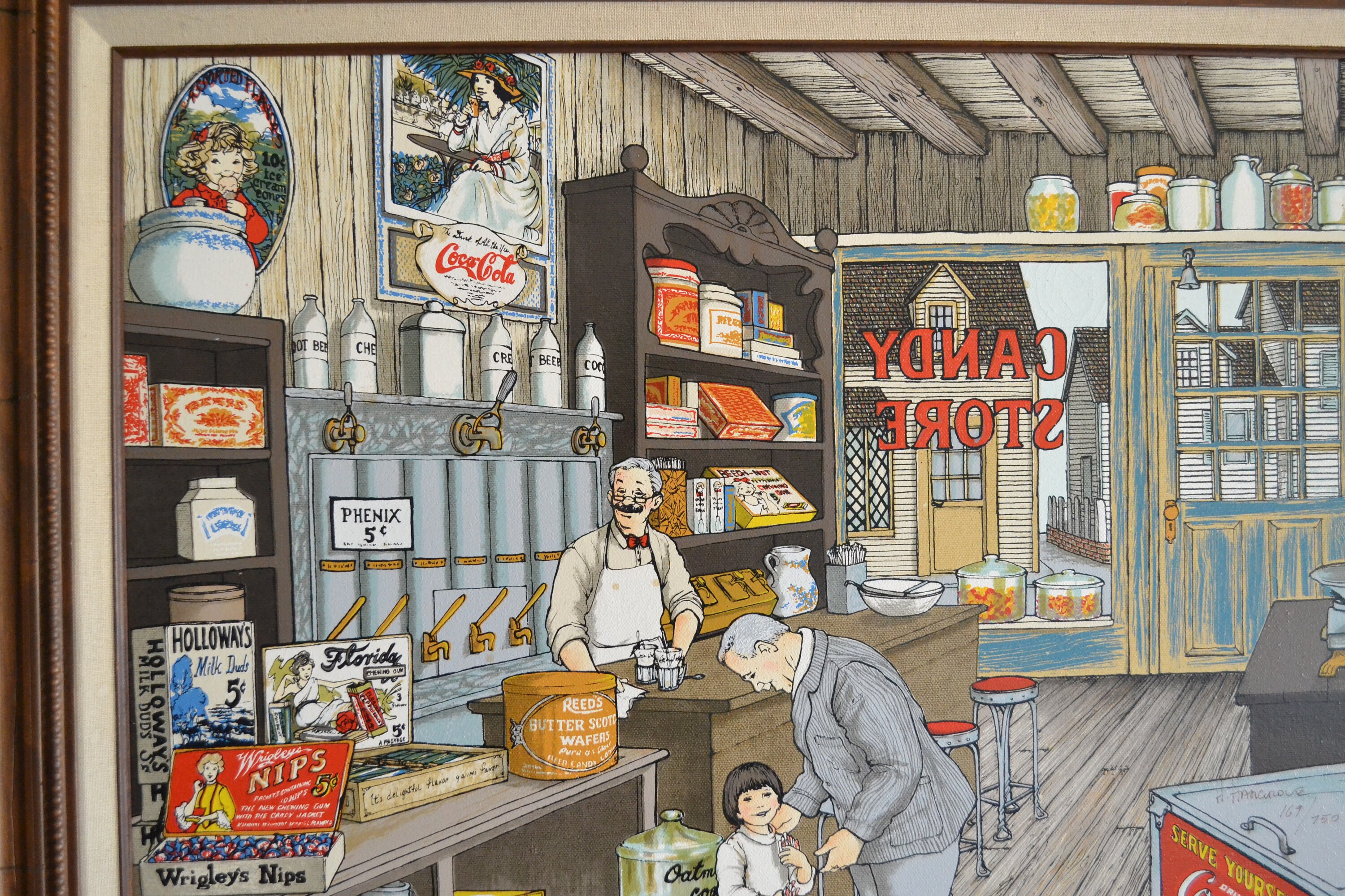アメリカンヴィンテージ絵画　H.HARGROVE キャンパス地　セリグラフ アメリカンヴィンテージ絵画 H.HARGROVE キャンパス地