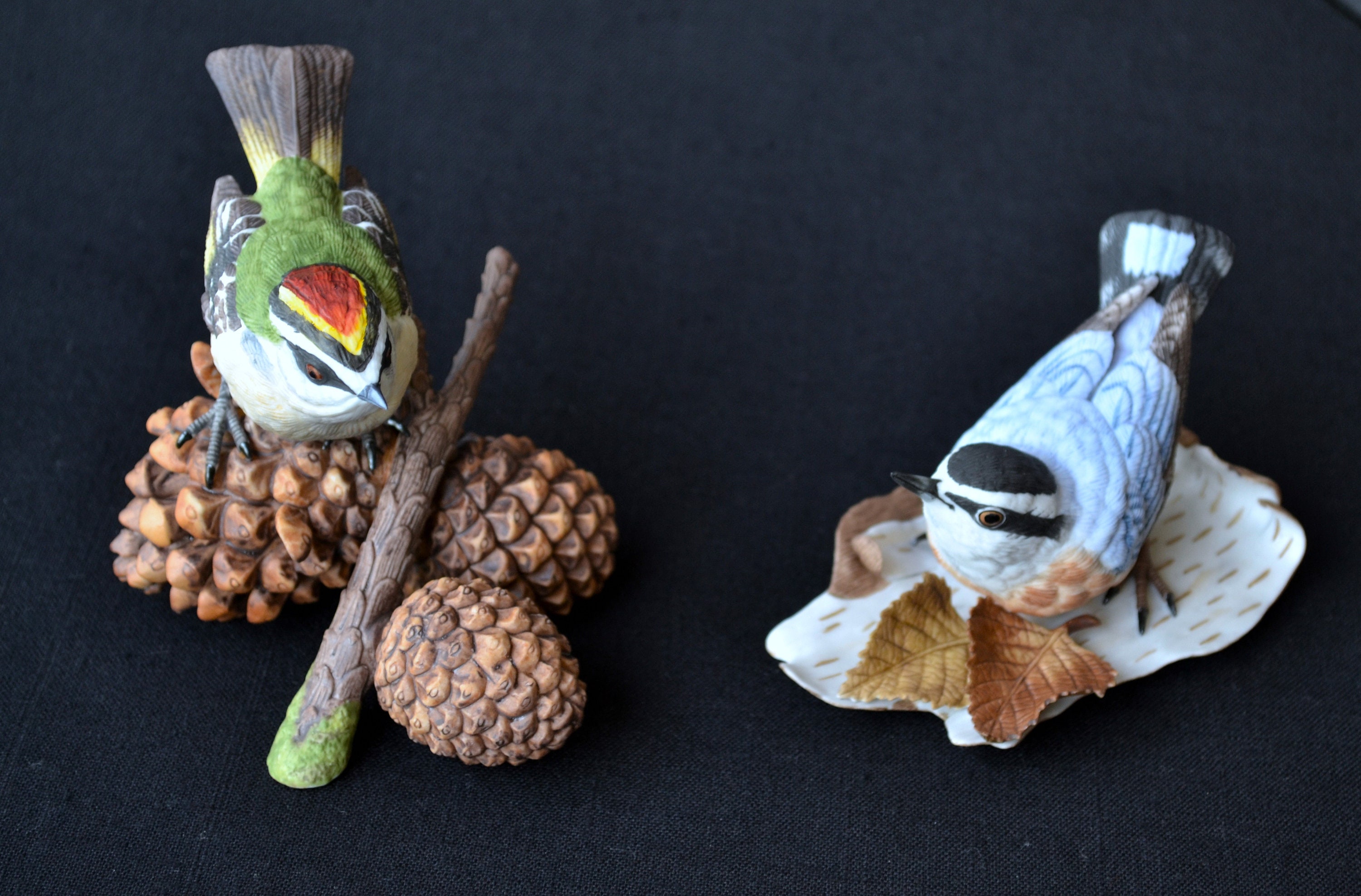 月と鳥 Lenox Fine Porcelain Garden Birds Golden Crowned Kinglet & Red