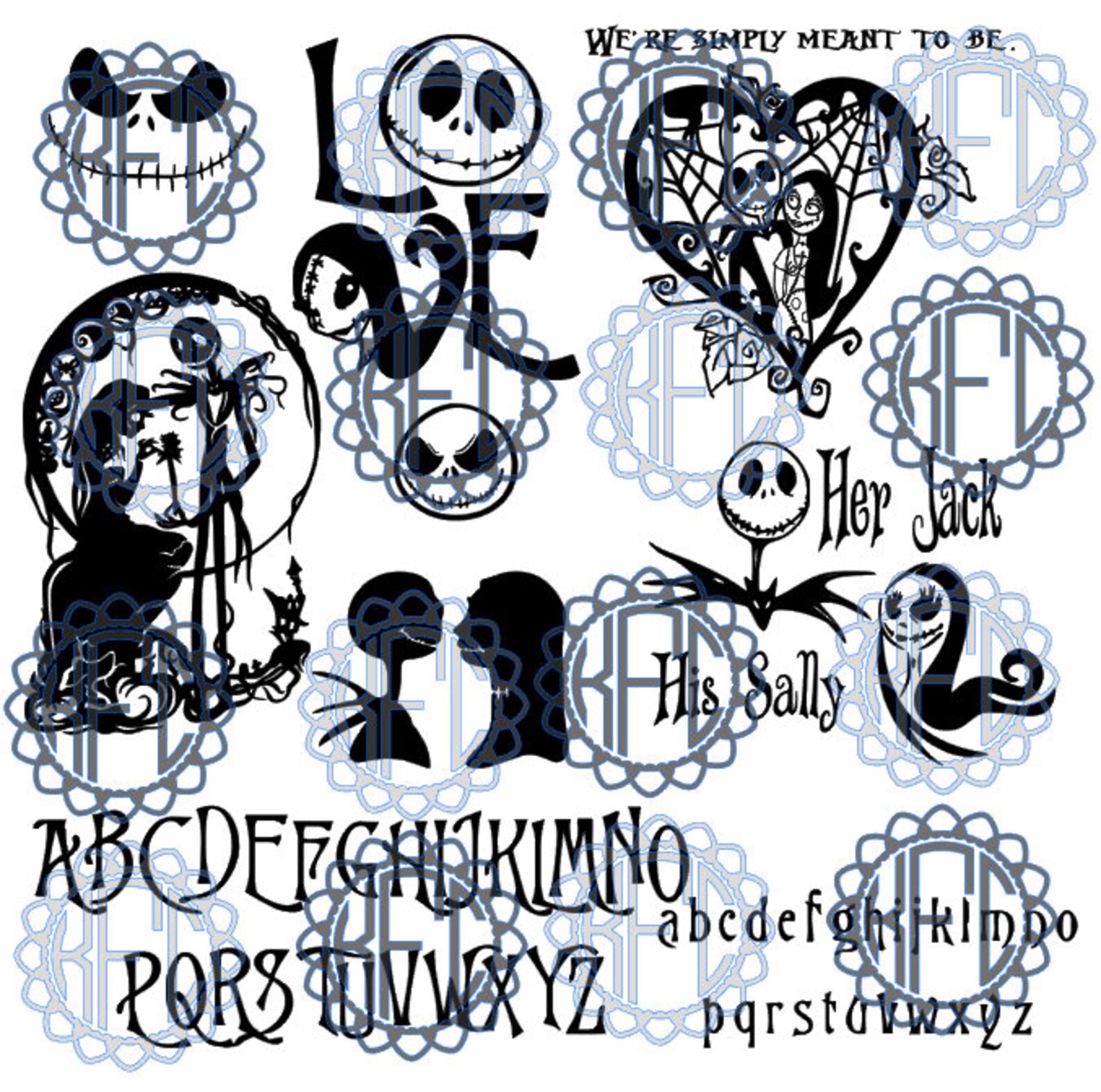 Nightmare before Christmas with fonts in EPS PDF PNG | Etsy