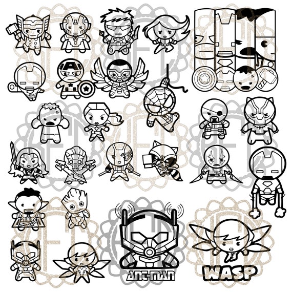 Kawaii Cute Chibi Avengers Marvel All in Pdf, PNG EPS SVG Studio3 - Etsy