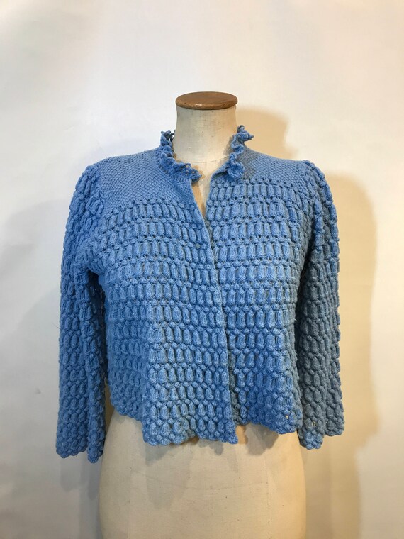 Vintage 1930's Hand Knit Blue Cardigan/Jacket