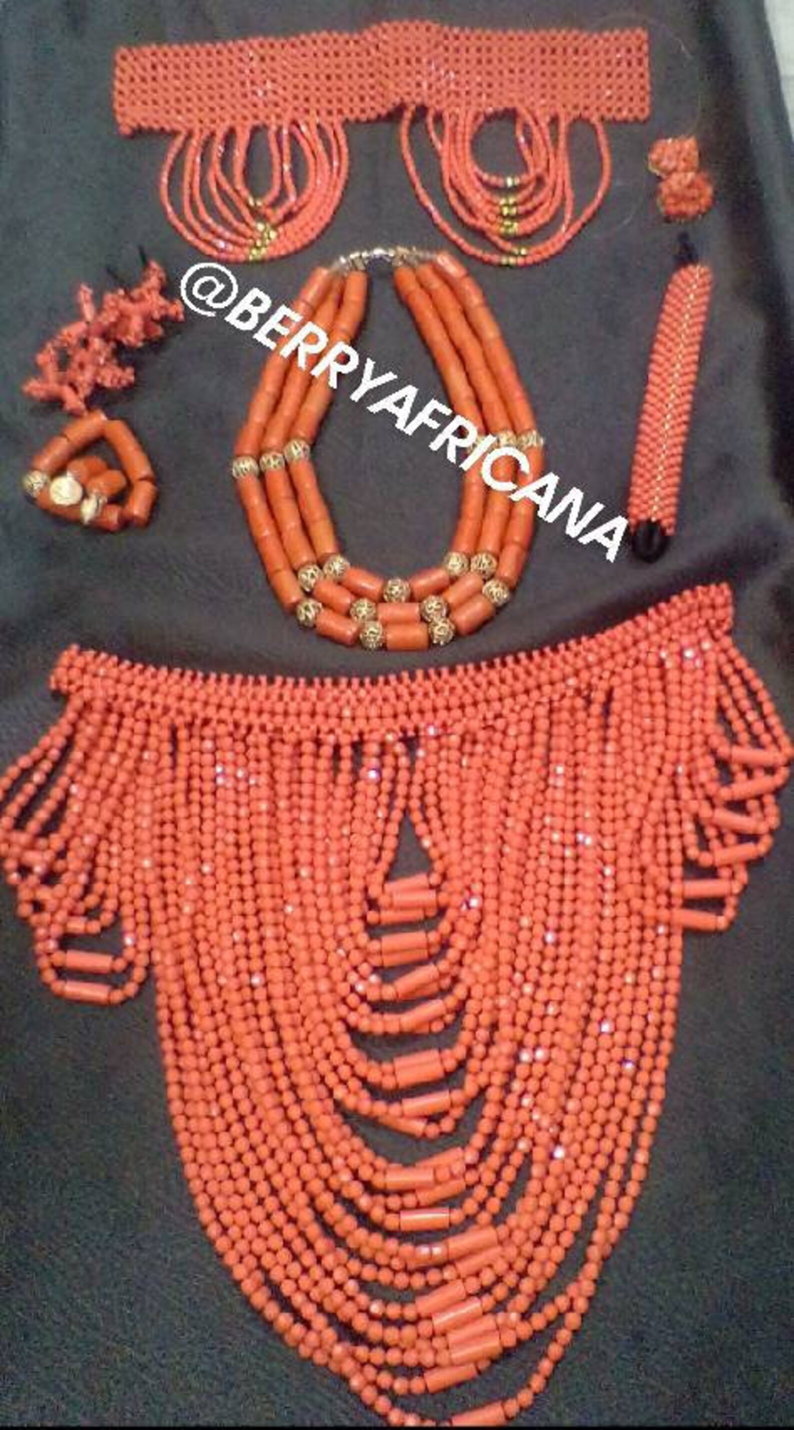 Benin Bridal Coral Beads Outfit. African Wedding Coral Beads Set for Nigerian Bride, Edo Brides