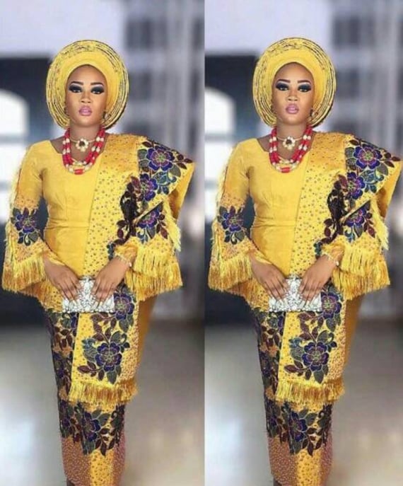 Girls asooke gele headgear iro and buba for Yoruba girl