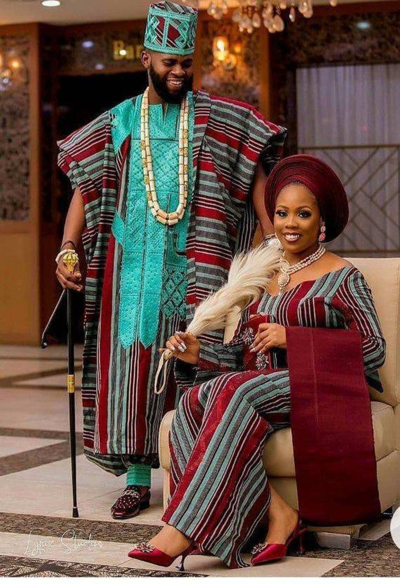 Vintage Aso Oke African Couple Wedding Outfit Aso Oke Etsy 