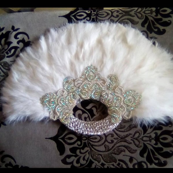 Clutch Semi-Circle Feather Traditional African Wedding Bridal Hand Fan, Nigerian Wedding Hand fan(Available in Different Colours)