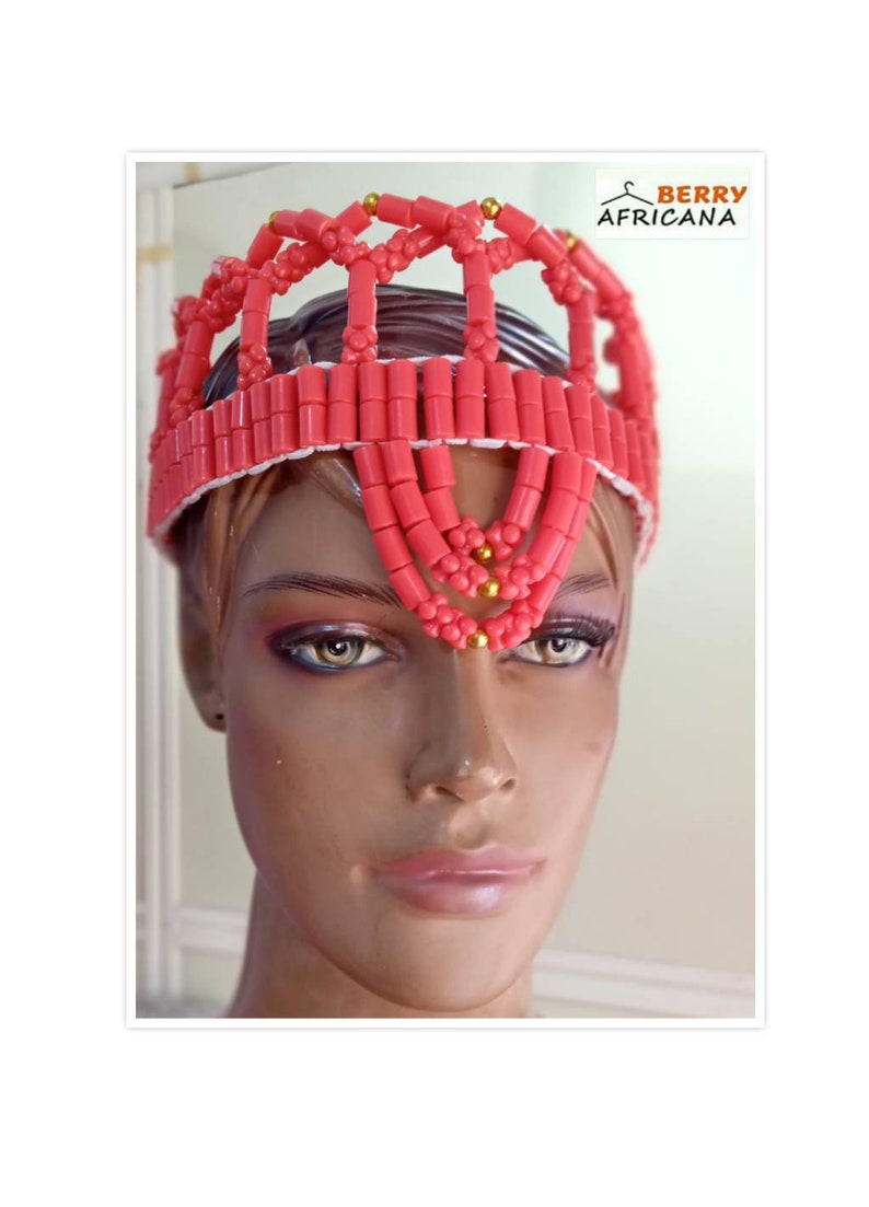 African Beaded Crown for Nigerian Bride Edo Bride Ibo Bridal Etsy