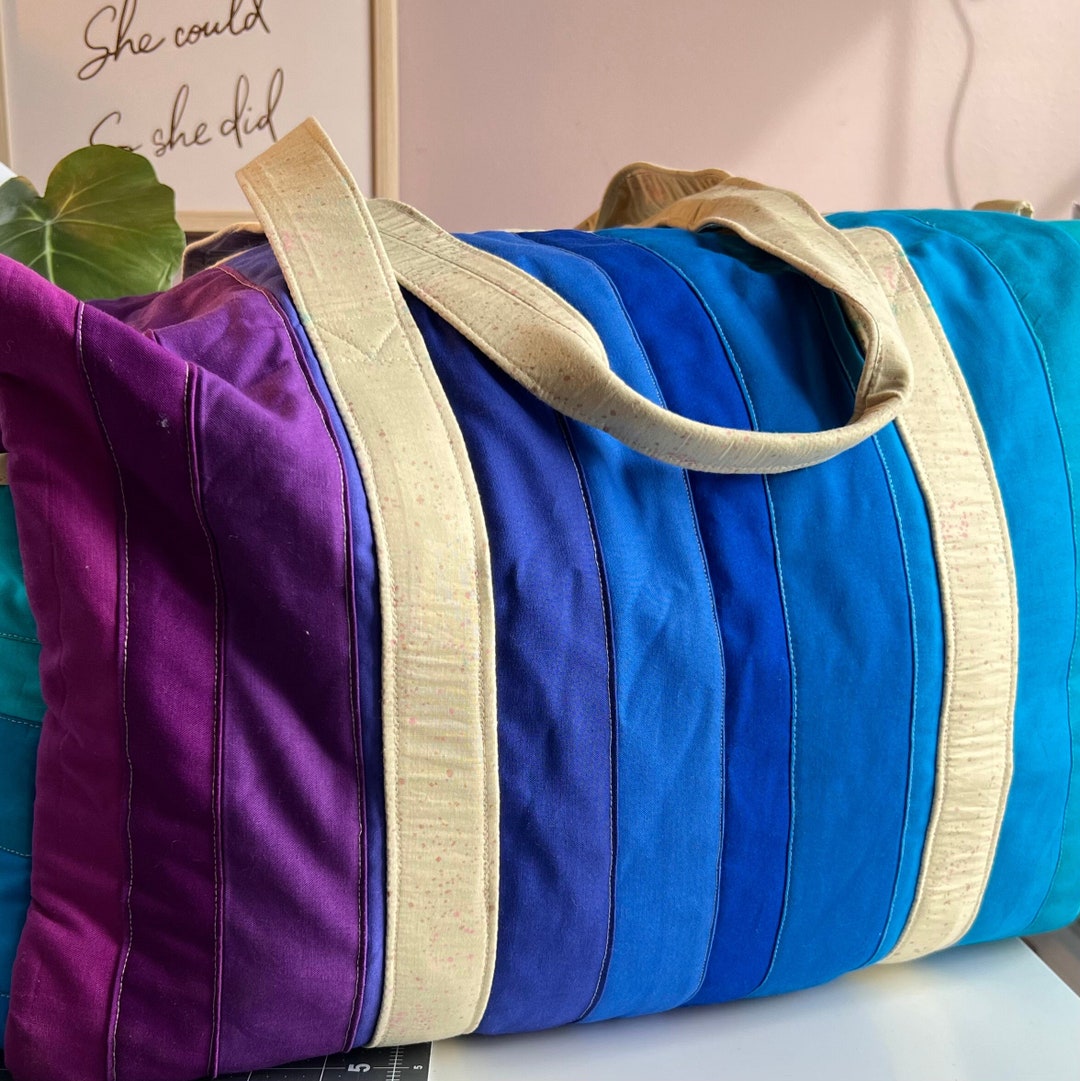 Quilted Duffel Bag Rainbow Duffle Bag Cotton Weekend Bag Etsy