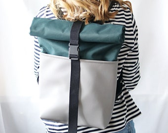 Roll top backpack for men Rolltop Rucksack for Travel Backpack Laptop Bag for Women Laptop backpack Cordura backpack Gift for husband, men