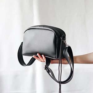 Black crossbody bag for women Vegan shoulder bag Vegan leather Box Bag Women Bag Black Women Handbag Faux Leather Crossbody Bag Minimal image 1