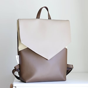 Kleiner Rucksack für Frauen Braun Rucksack Geldbörse Kunstleder Rucksack Vegan Leder Rucksack für Laptoptasche für Collegetasche aus braunem Leder