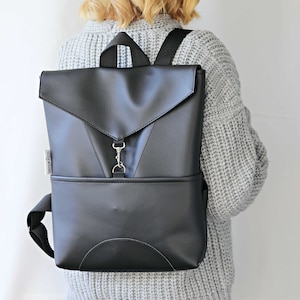 Vegan Goth backpack for Girls Gothic back pack purse Black daypack for women faux leather Rucksack Wednesday addams bag Gift for her