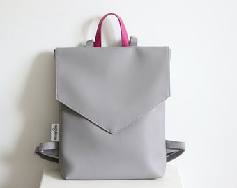 Sac à dos gris pour femme Sac à dos végétalien Sac à dos minimaliste Petit sac à dos Sac à dos pour femme Sac à dos en similicuir Sac à dos en cuir végétalien