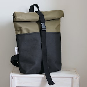 Olive Green Roll Top Backpack/cordura Water Resistant Backpack