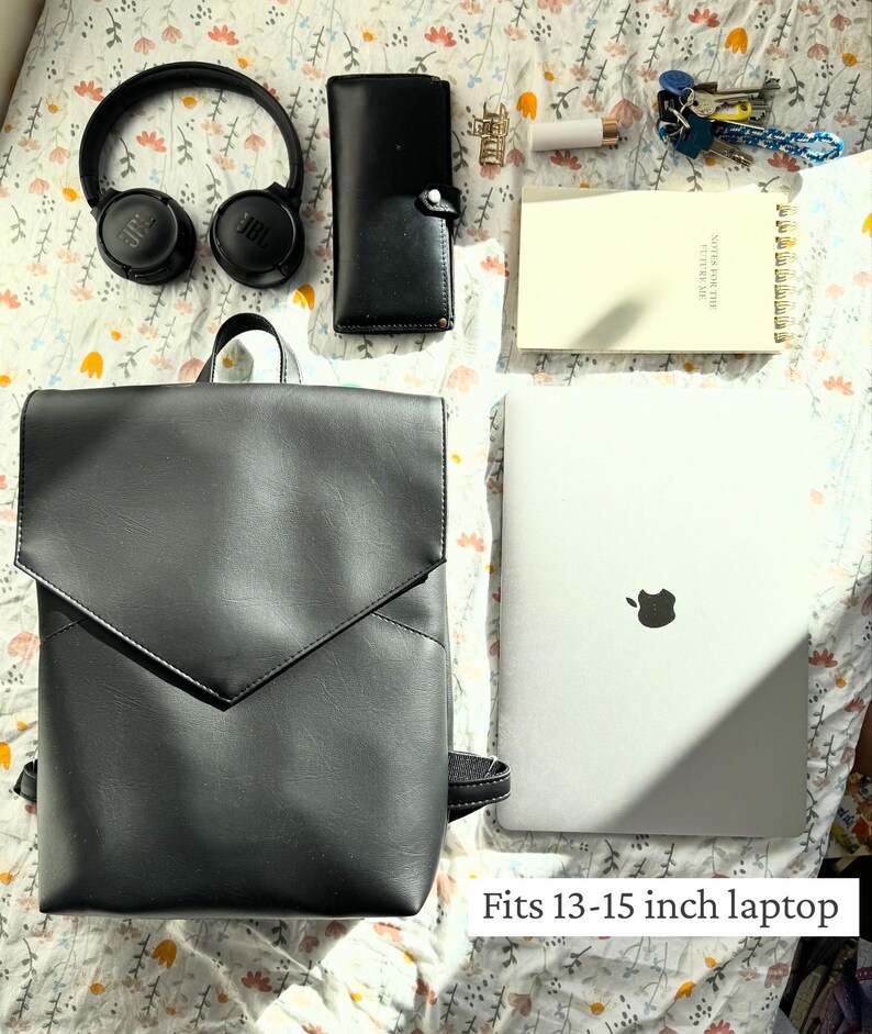 Minimalist Everyday Backpack, Black Laptop Backpack, Scandinavian Style ...