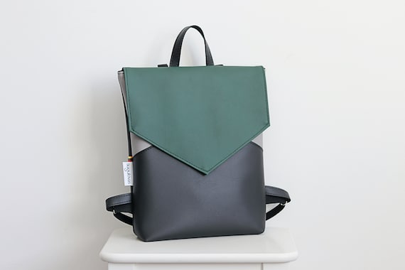 Minimalist Laptop Backpack for Women, Vegan Leather Bag  display picture 2