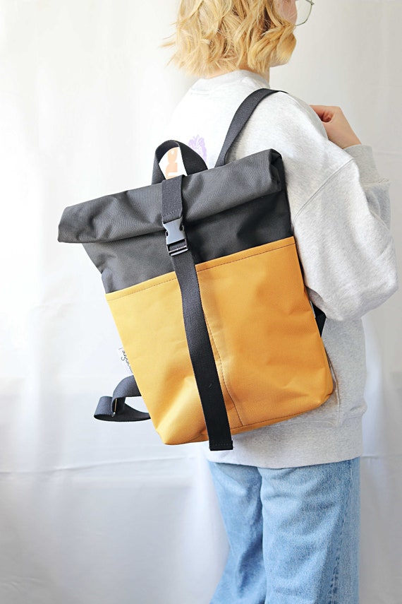 best minimal urban travel backpack NAYO SMART U5 Black Minimalist Roll Top Backpack, Urban