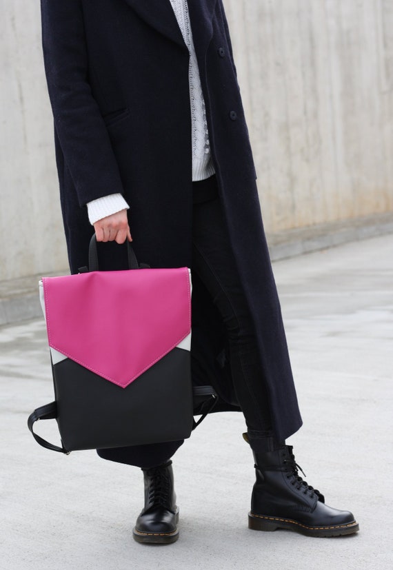 Pink Everyday Backpack for Women, Minimalistic Laptop 