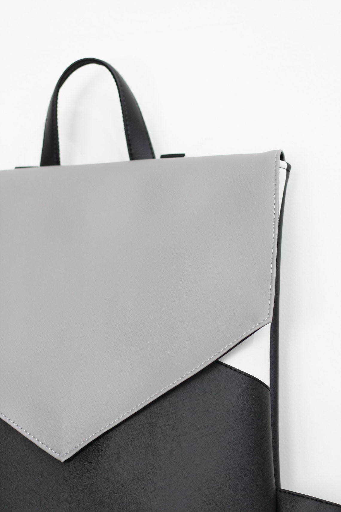 Minimal Envelope Backpack Black and Grey Rucksack Everyday Etsy