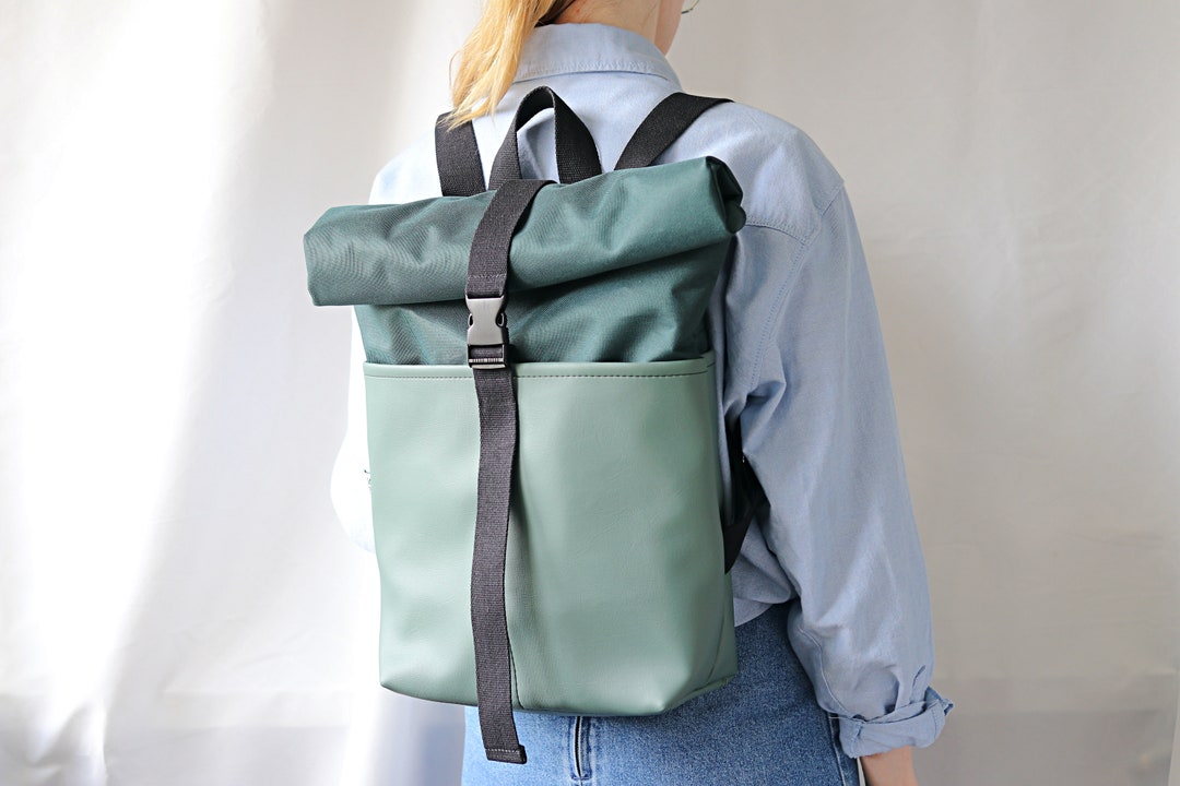 Roll Top Backpack. Vegan Laptop Backpack for Women. Cordura Etsy