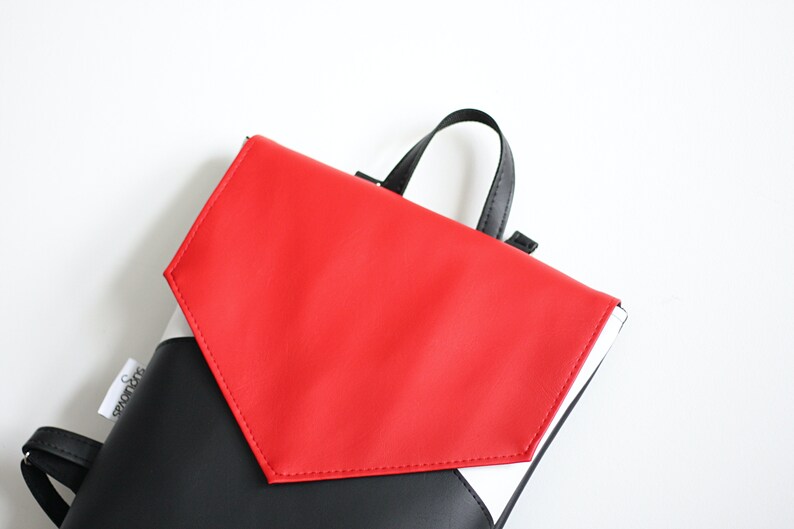 Minimal Envelope Backpack Red and Black Rucksack Everyday Etsy