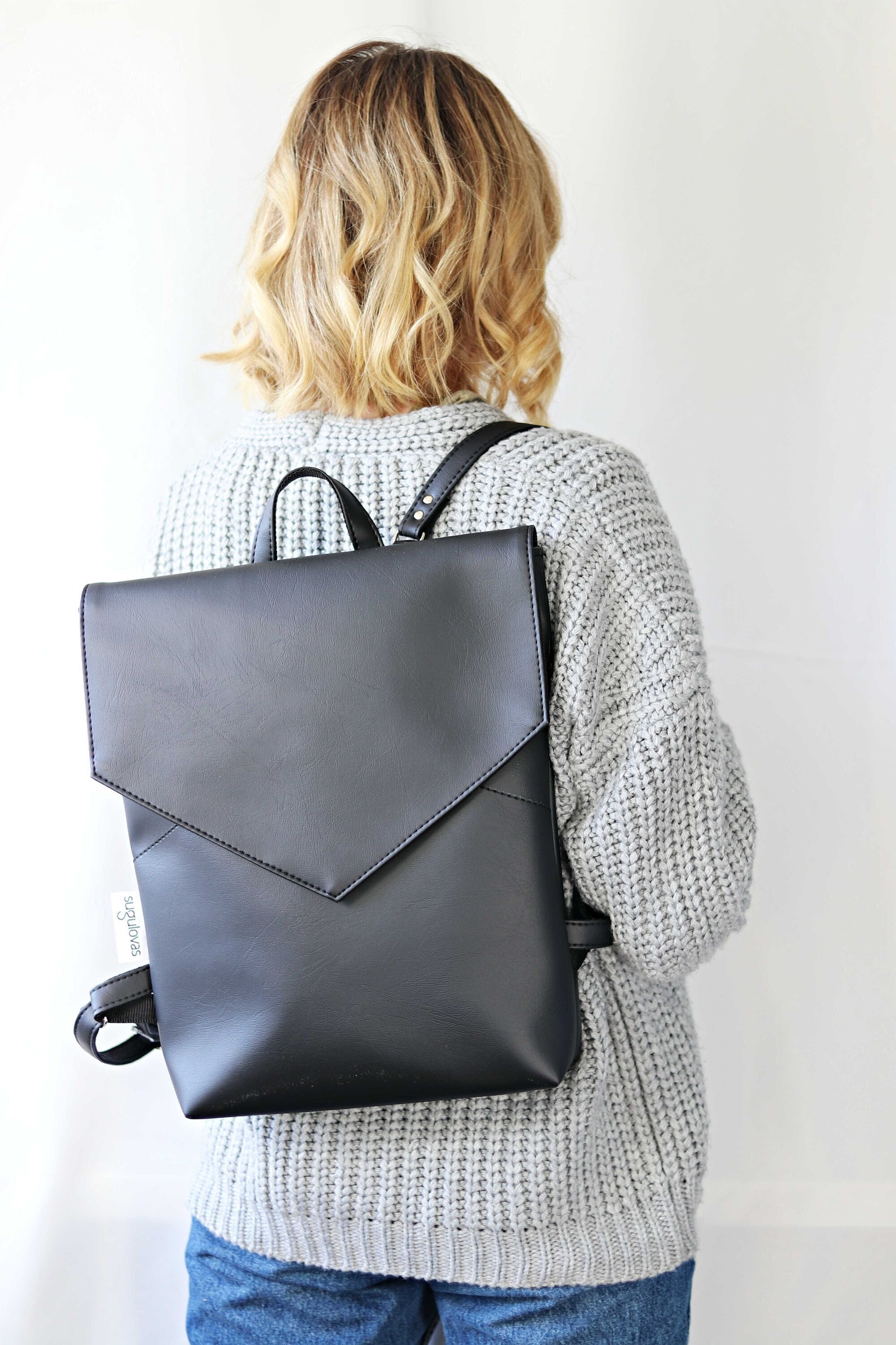 black leather minimalist backpack Thursday Boot Company Men's Rugged Boot OS Genuine Leather Black Leather Backpack,laptop Rucksack,vegan Leather