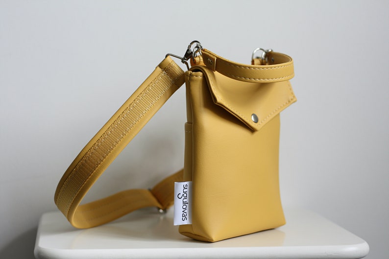 Mini shoulder bag for women, Vegan leather crossbody bag, Small shoulder bag, Cross body mini bag, Yellow handbag for girl, Gift for her image 5
