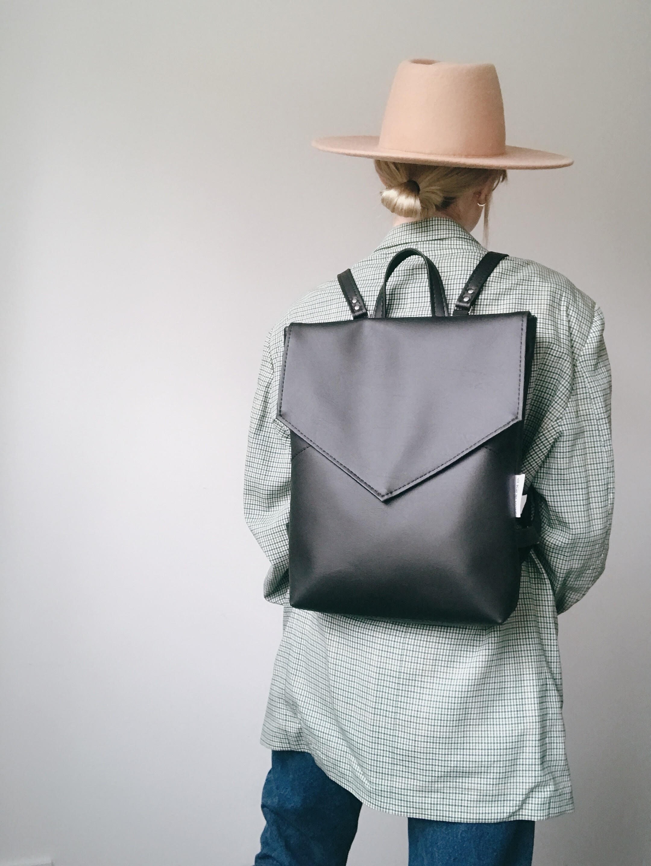 Minimalist Everyday Backpack, Black Laptop Backpack, Scandinavian Style ...