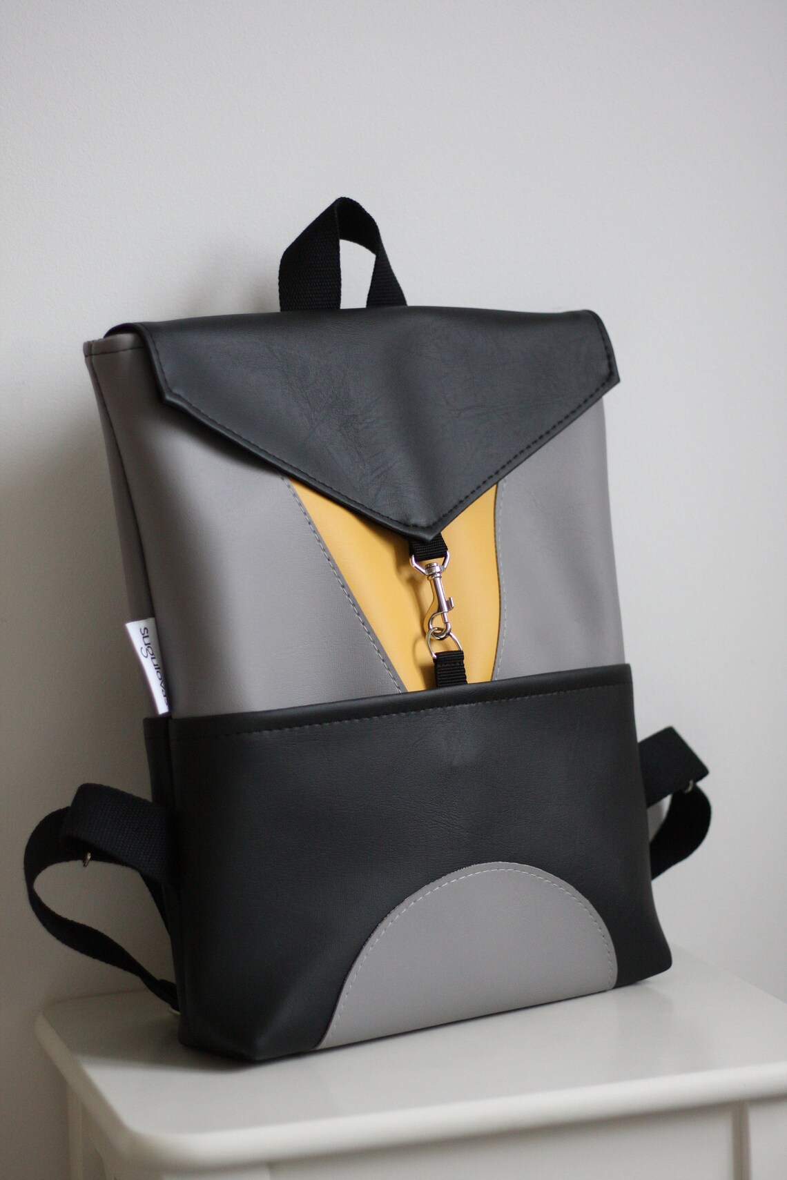 Vegan Everyday Backpack Handmade Laptop Rucksack Yellow Etsy