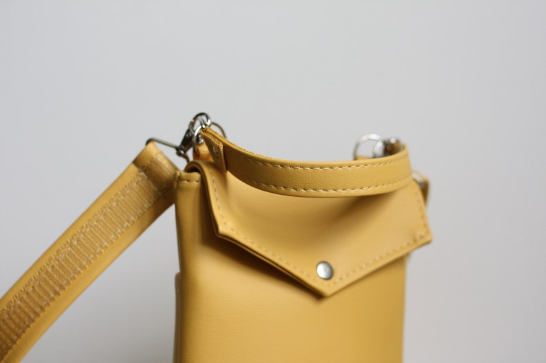 Mini shoulder bag for women, Vegan leather crossbody bag, Small shoulder bag, Cross body mini bag, Yellow handbag for girl, Gift for her image 6