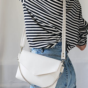 White cross body bag for women Vegan Leather Crossbody Bag Mini Shoulder Bag Evening Bag minimalistic bag purse Gift for her, sister friend image 6