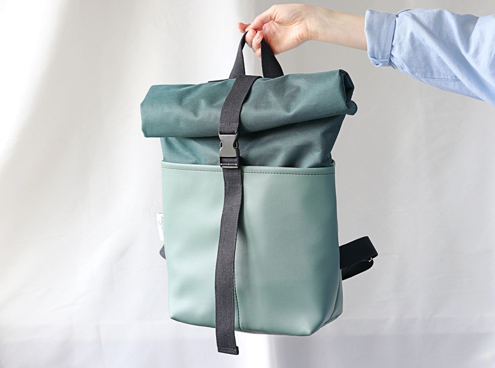 Roll Top Backpack. Vegan Laptop Backpack for Women. Cordura Etsy