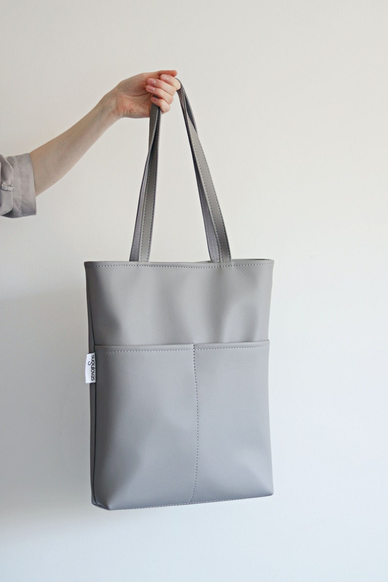 Grey Tote Bag Minimal Woman Handbag - Etsy