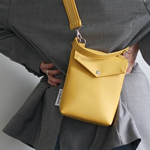 Mini shoulder bag for women, Vegan leather crossbody bag, Small shoulder bag, Cross body mini bag, Yellow handbag for girl, Gift for her image 4