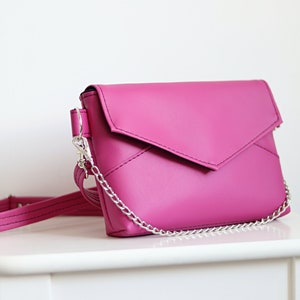 Pink crossbody bag for women Mini shoulder bag Small Cross body bag Vegan leather evening bag Off shoulder bag leather purse bag Little bag image 4