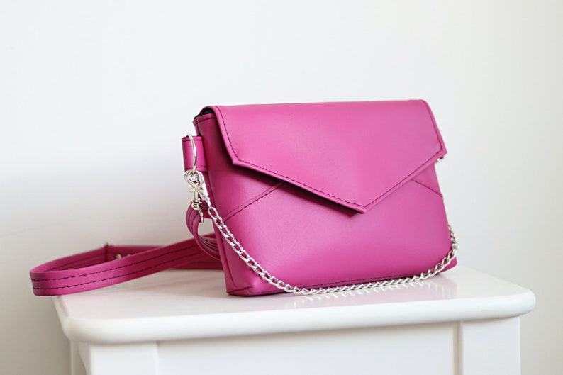 Pink crossbody bag for women Mini shoulder bag Small Cross body bag Vegan leather evening bag Off shoulder bag leather purse bag Little bag image 4